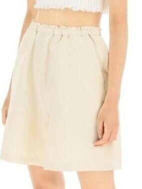 TOTEME Stretch Linen Shorts Beige High Rise Bermudas